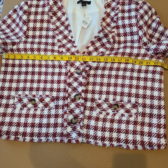 NWT Ann Taylor Cropped Tweed Fringe Blazer - Picture 6 of 8